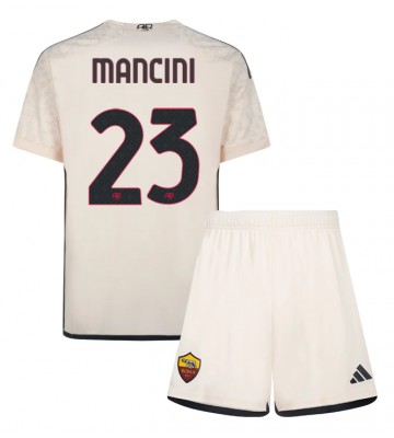 AS Roma Gianluca Mancini #23 Segunda Equipación Niños 2023-24 Manga Corta (+ Pantalones cortos)